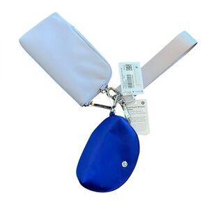 NWT Lululemon dual pouch wristlet wallet FAINT LAVENDER/RIVERSIDE BLUE